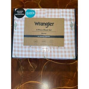 Wrangler 6-pc Queen Sheet Set Cactus Gingham Pink